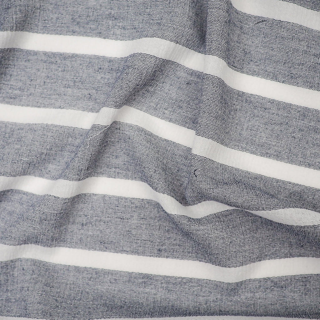 Cotton Gauze - Wide Stripe Indigo